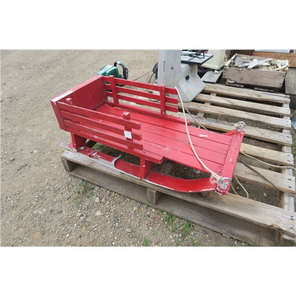 Wooden Kids Sled - Red