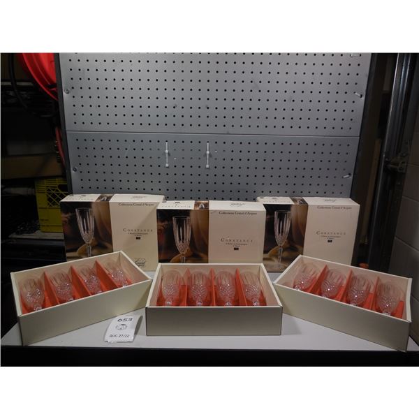 3 sets of Crystal champagne flutes