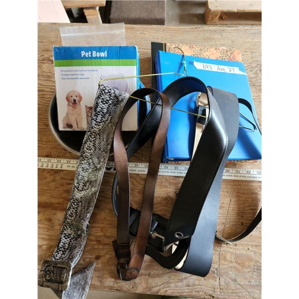 Lot of Household items, plus assorted belts