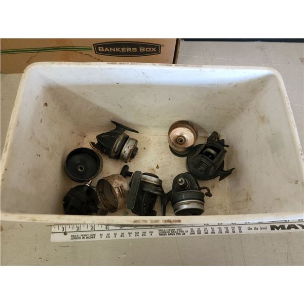Tub of assorted Fishing Reels