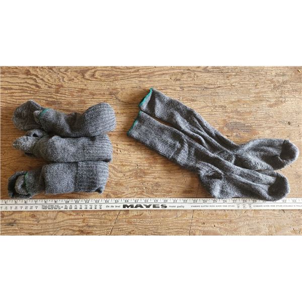4 pairs of gray winter wooly socks, green trim