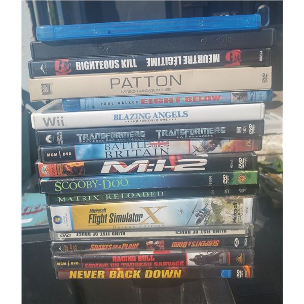 lot of dvd's, wii game, ps2