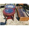 Image 2 : 2 round wood & glass tables + rectangular coffee table