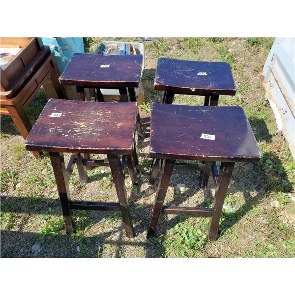 4 wooden stools