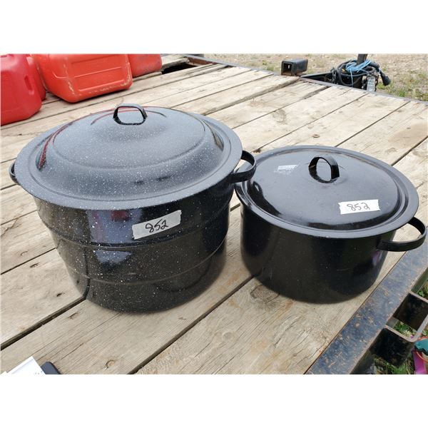 2 canning pots w/ racks