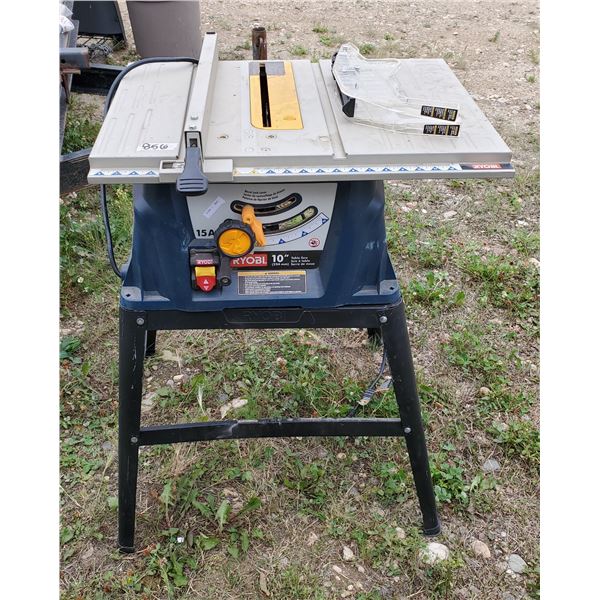 Ryobi table saw + stand (missing mitre guide, push stick, part of guard)