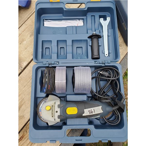 Mastercraft 4.5" angle grinder in case