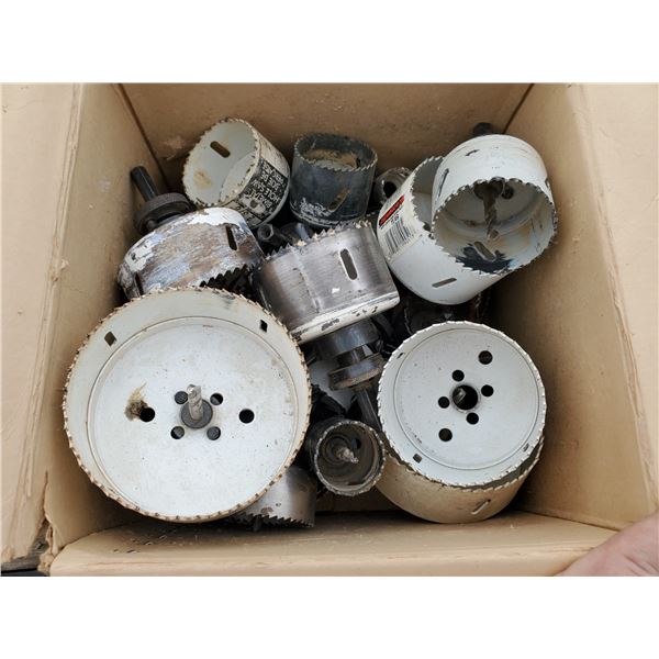 large assortment of hole saw bits