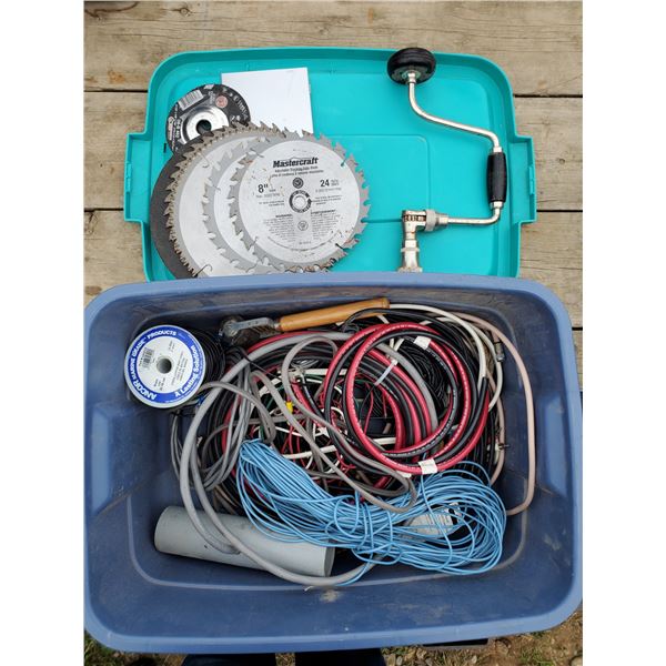 misc lot - marine wire, misc tools, magnetic picture frame TOTE NOT INCLUDED, BRING BOX