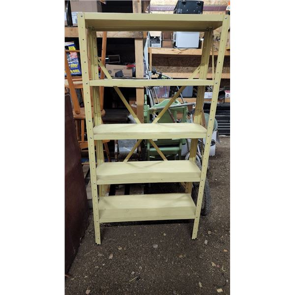 Off Yellow Metal Shelf H-4ft 9" W-2ft 6" D-11 1/2"