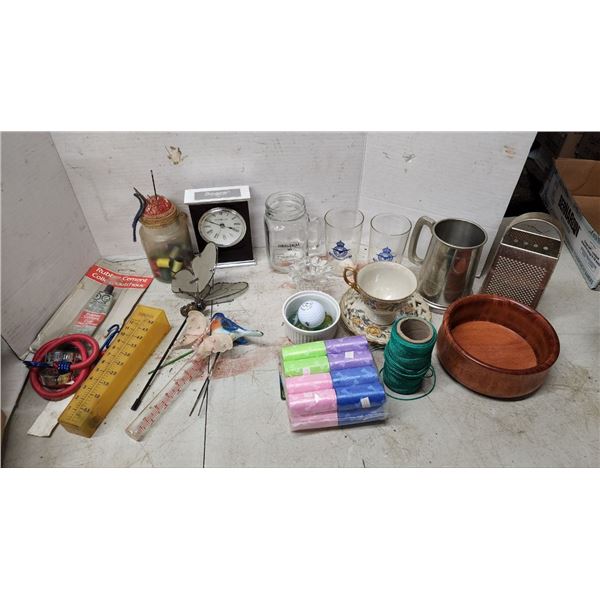 Box of Assorted Glasses and Household items