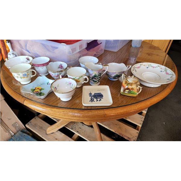 Huge Lot of Decorative Ceramic Tea Cups, Saucers and assorted dishes