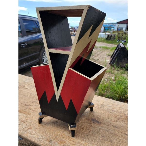 Decorative Black/Red Uniquely shaped Shelf H-2ft 4 1/4" W-1ft 4" D1ft