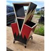 Image 1 : Decorative Black/Red Uniquely shaped Shelf H-2ft 4 1/4" W-1ft 4" D1ft