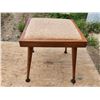 Image 1 : Vintage Brown Square Wooden Sittiing Stool, Cream Cushion H-1ft 5 1/2" W-1ft 6" D-1ft 6"