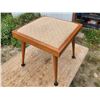 Image 2 : Vintage Brown Square Wooden Sittiing Stool, Cream Cushion H-1ft 5 1/2" W-1ft 6" D-1ft 6"