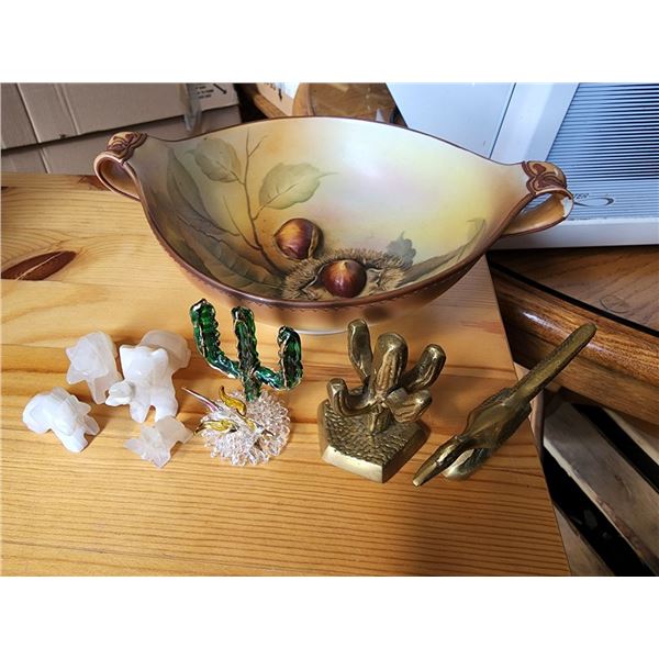 Ceramic Acorn Bowl with Assorted Ornaments/Figures