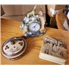 Image 1 : Lot of Assorted Ornaments and Wolf Clock
