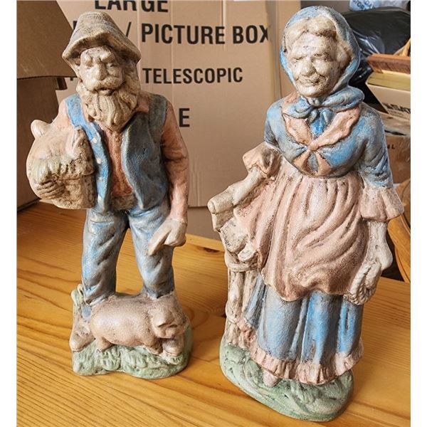 Set of 2 Vintage Farmer Figurines