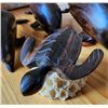 Image 3 : Lot of Solid Wood Figurines, Turtle is sitting on a real Ocean Coral
