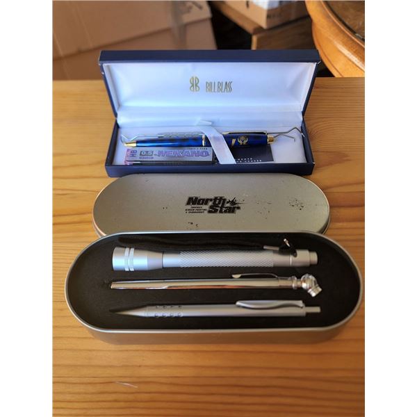 Assorted Company Pens/Utensils in cases. North Star, Bill Bass