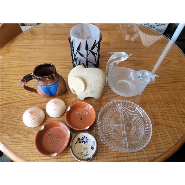 Lot of Assorted Ornaments, Ashtrays and Candle Holders