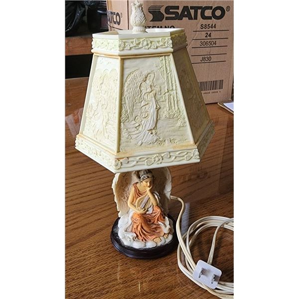 Cute Ceramic Angel Lamp with Photo Lamp Shade, Tested Working