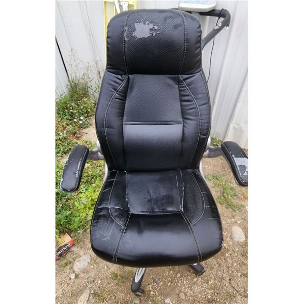 Well Used Black Pleather Computer Chair
