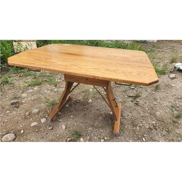 Small Brown Wooden Folding Table H-2ft 2" W-3ft D-2ft 8"