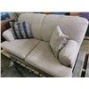 Image 2 : Light Gray/Beige Loveseat with Pillows