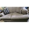 Image 3 : Light Gray/Beige Loveseat with Pillows
