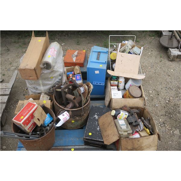 Pallet of misc, bolts, bearings, filters,Ag parts.
