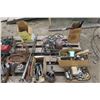 Image 2 : Large pallet of misc, bolts, fuel pump parts,hand pumps, copper tubing, compressor parts.