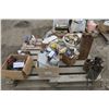 Image 1 : pallet of misc, tools,ag parts,compressor parts, tire repair kits.
