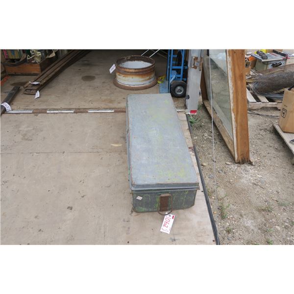old green metal tool box, well used.