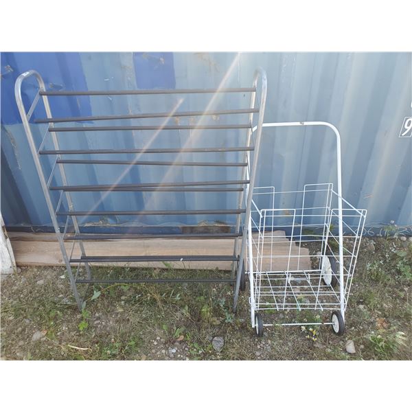 shoe rack (needs couple of screws) & folding shopping cart
