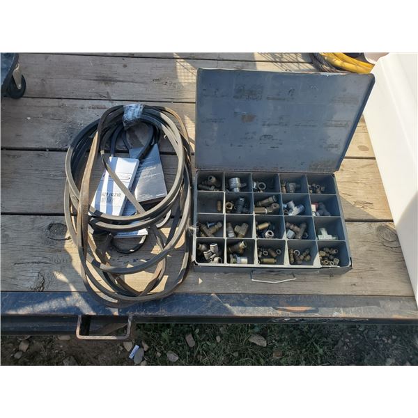 lot of brass fittings & assorted automotive belts