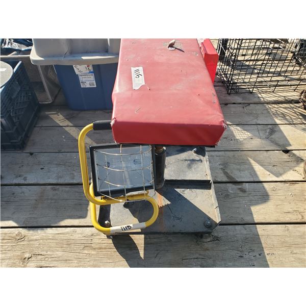 shop stool (needs couple bolts) & shop light