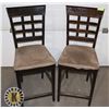 PAIR BAR HEIGHT WOOD CHAIRS 25"SEAT