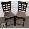 PAIR BAR HEIGHT WOOD CHAIRS 25"SEAT