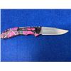 Image 1 : Buck USA Pink and Black Camo Lock Blade folding pocket knife with clip model 285