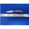 Image 2 : Buck USA Pink and Black Camo Lock Blade folding pocket knife with clip model 285