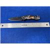 Image 2 : Krypt Stainless Steel Black with Deer Design Locked Blade folding pocket knife with clip