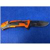 Image 1 : Olympia EDGE Orange and Black Lock Blade folding pocket knife with clip
