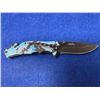 Image 1 : Master USA Stainless Steel Light Blue Camo Lock Blade folding pocket knife with clip model MU-A001