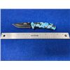 Image 2 : Master USA Stainless Steel Light Blue Camo Lock Blade folding pocket knife with clip model MU-A001