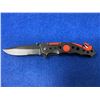 Image 1 : FD Fire Fighter Stainless Steel Black and Orange Lock Blade folding pocket knife with clip