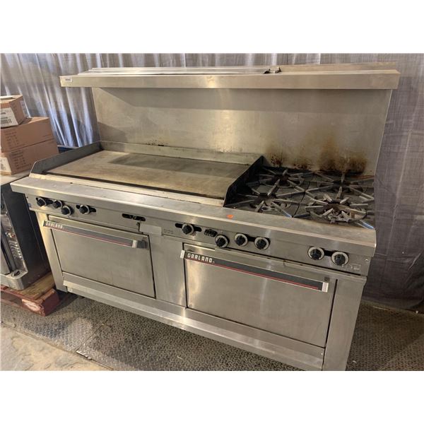Garland Industrial 72 inch gas range with double oven, griddle and quad burners