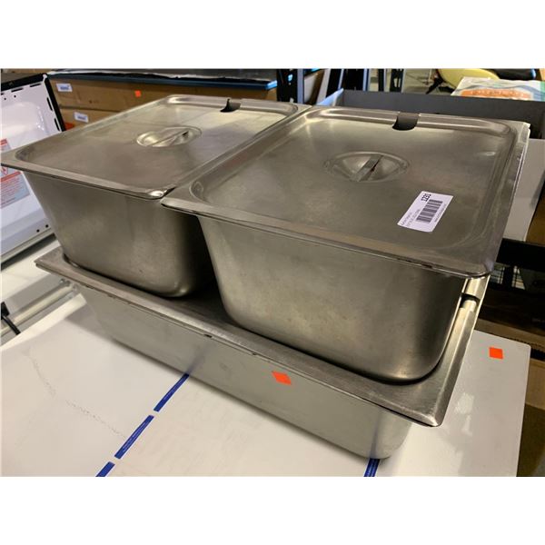 Industrial Steel Serving Trays lot of 3 with lids