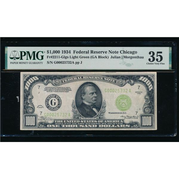 1934 $1000 Chicago FRN PMG 35